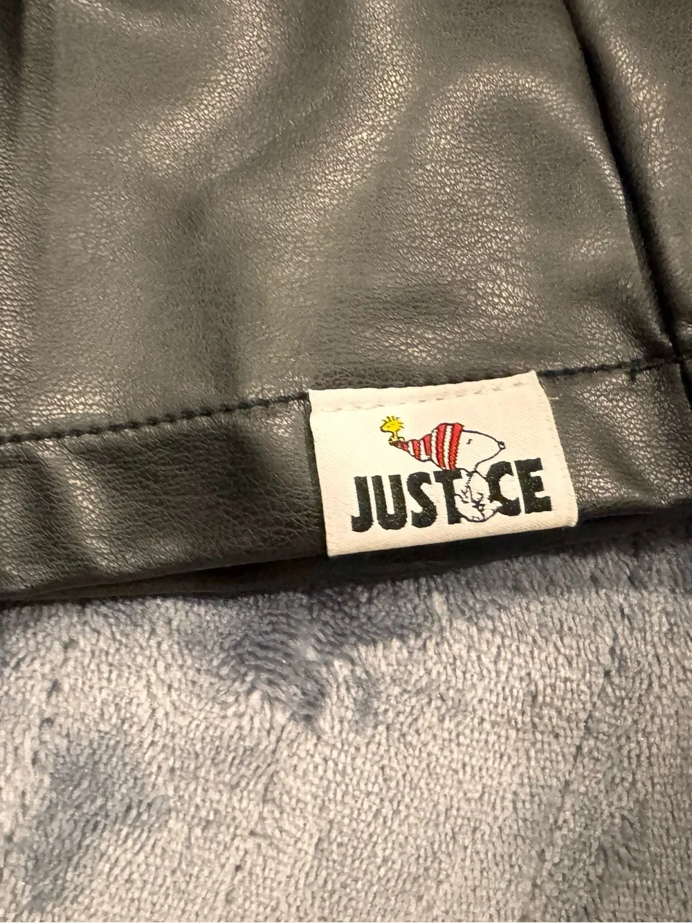 Justice Brand Peanuts Black Faux Leather Pleated Skort - size girls 12-14
